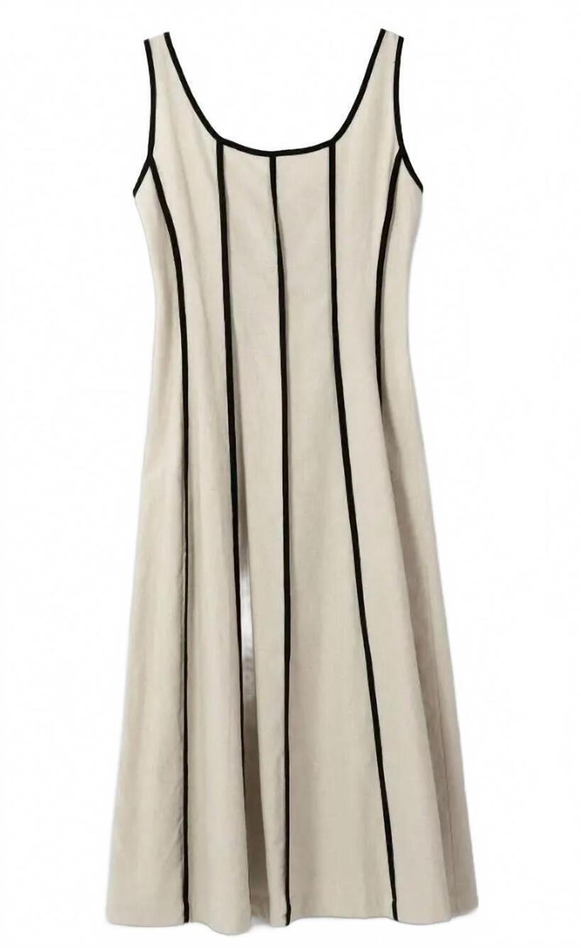 NEW SIMPLY SOUTHERN women's stripe linen dress in cream